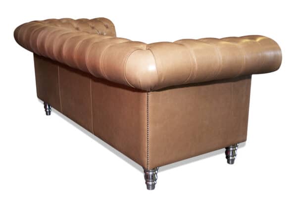 Balmoral 3 Seater in OE Parchment, Chrome Studs and Polished Metal Legs