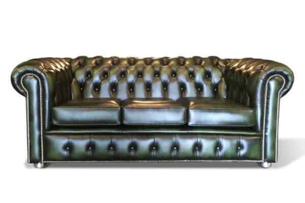 Buckingham Tudor 3str in Antique Green with chrome studs and studded front border