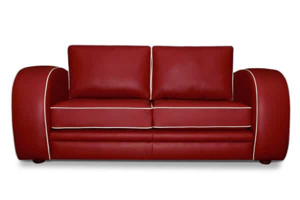 Gatsby 2.5 Seater in Vele China Red with Vele Old English White Piping