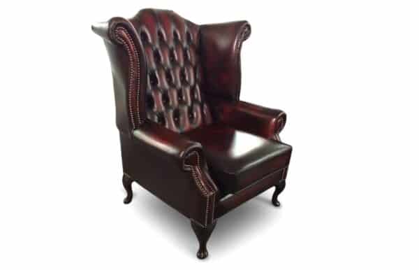 Blenheim Scroll Wing Chair in Antique Red