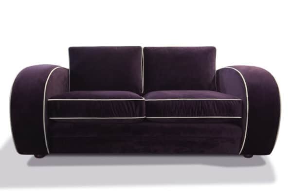 Gatsby 2.5 Seater in Mystere Amethyst with Mystere Seaspray Piping