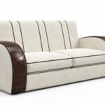 Retro Wood Art Deco Sofa 3 Seater — Side View.