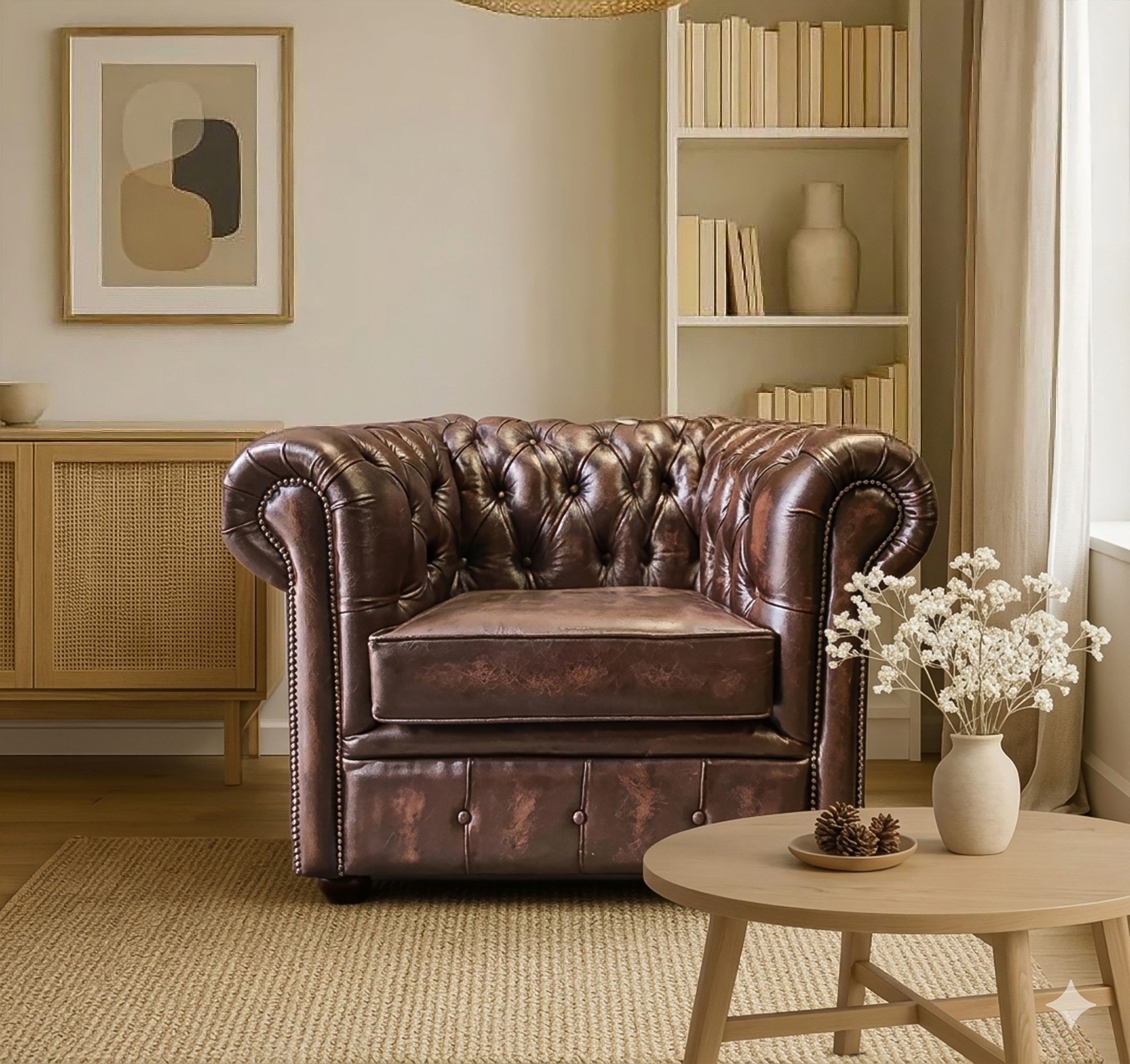 Chesterfield Tudor Low-Back Armchair - Image 2