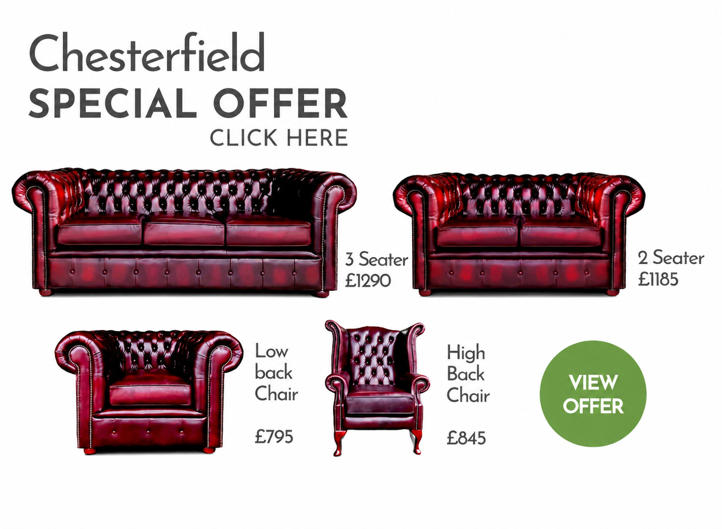 Chesterfield sofa special offer banner