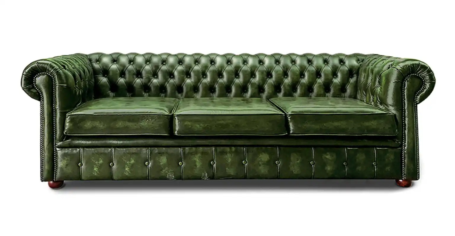 Chesterfield Tudor 3 Seater in Antique Brown Colourway