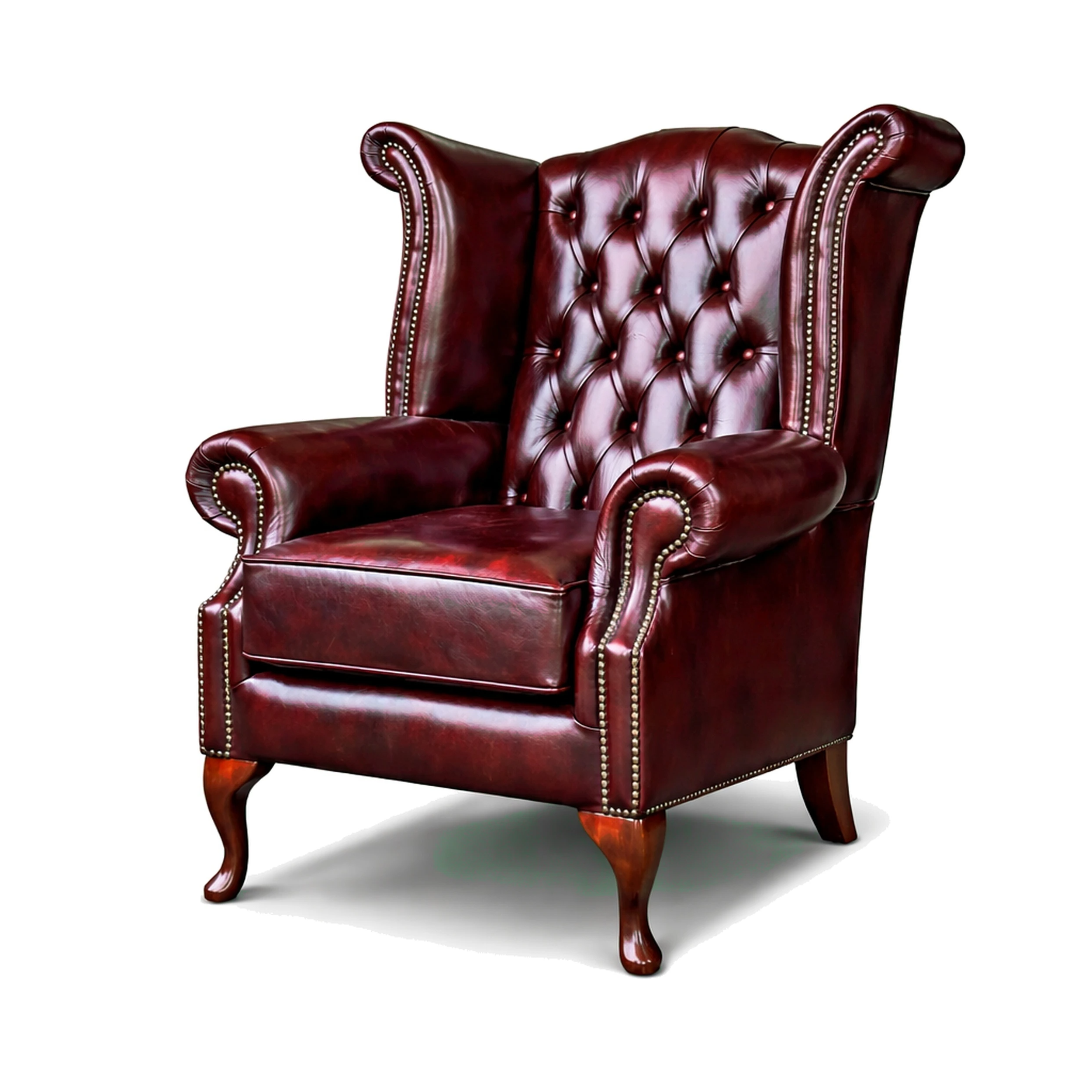 Chesterfield Tudor High Back Chair in Antique Brown Colourway