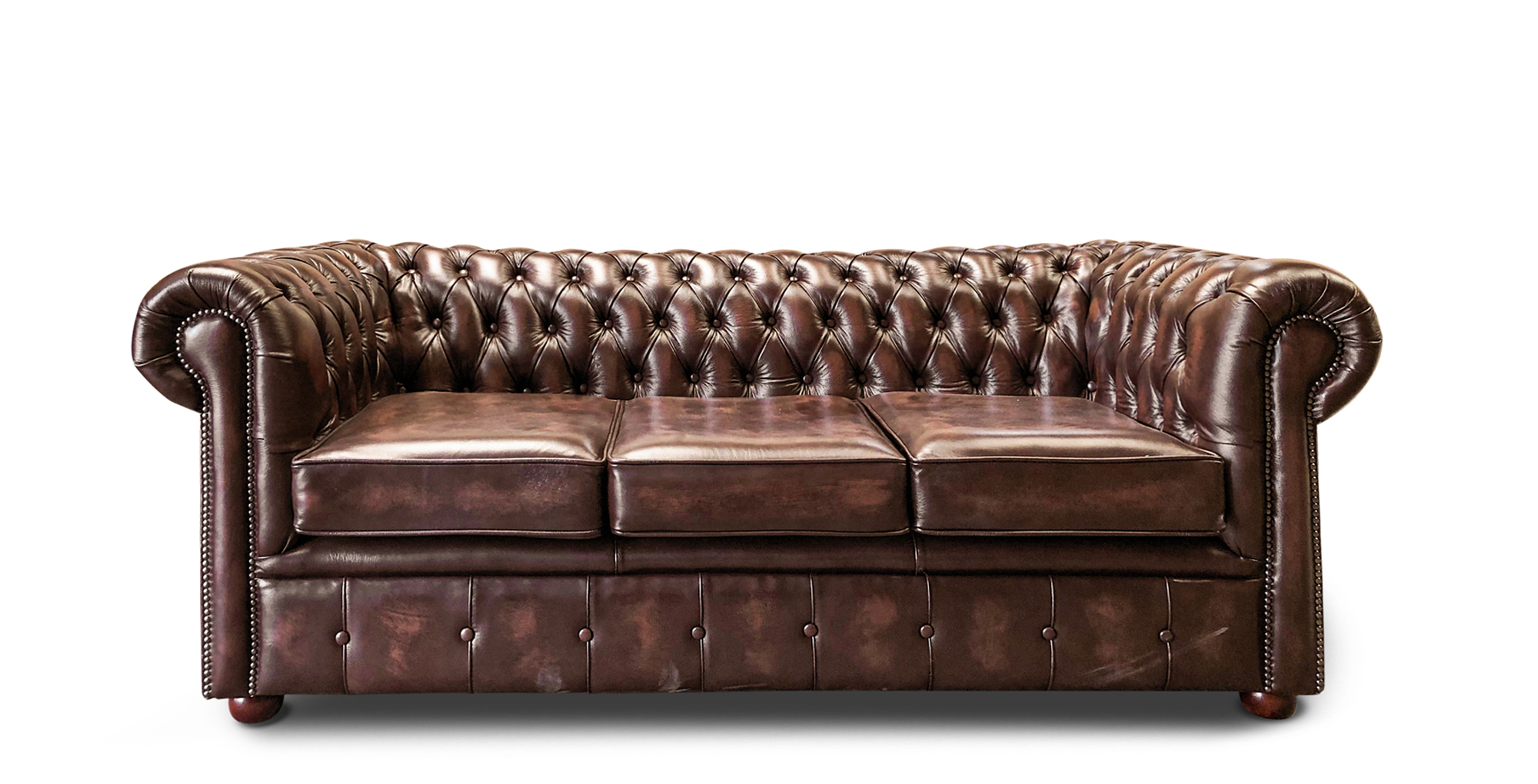 Chesterfield Tudor 3 Seater in Antique Brown Colourway