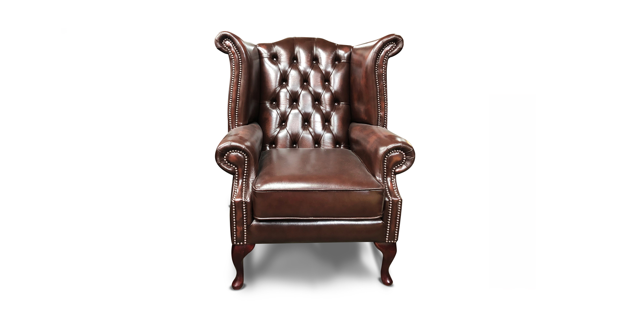 Chesterfield Tudor High Back Chair in Antique Brown Colourway