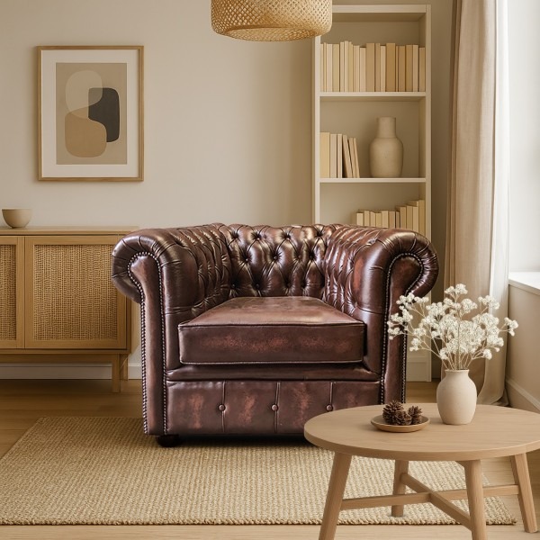Chesterfield Tudor Low-Back Armchair - Image 3