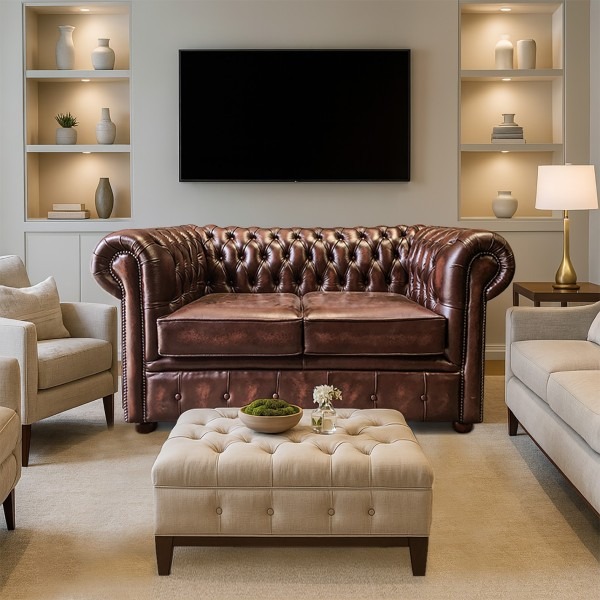 Chesterfield Tudor 2-Seater Sofa - Image 3