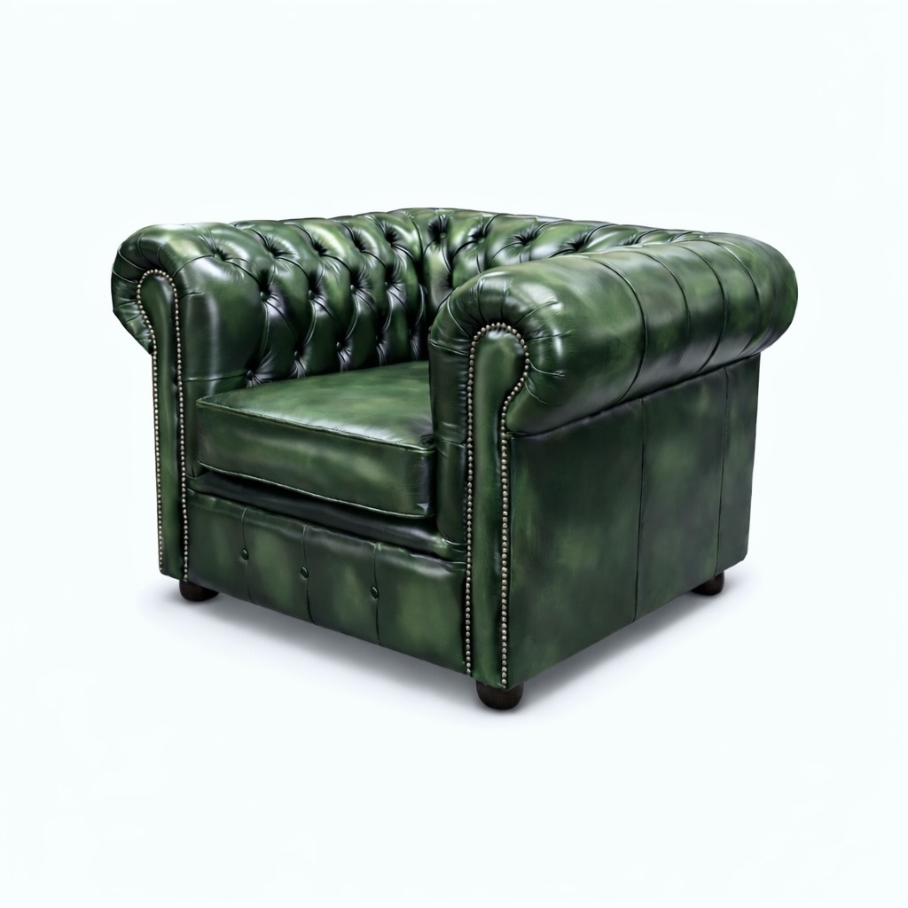 Chesterfield Tudor Low Back Chair in Antique Brown Colourway