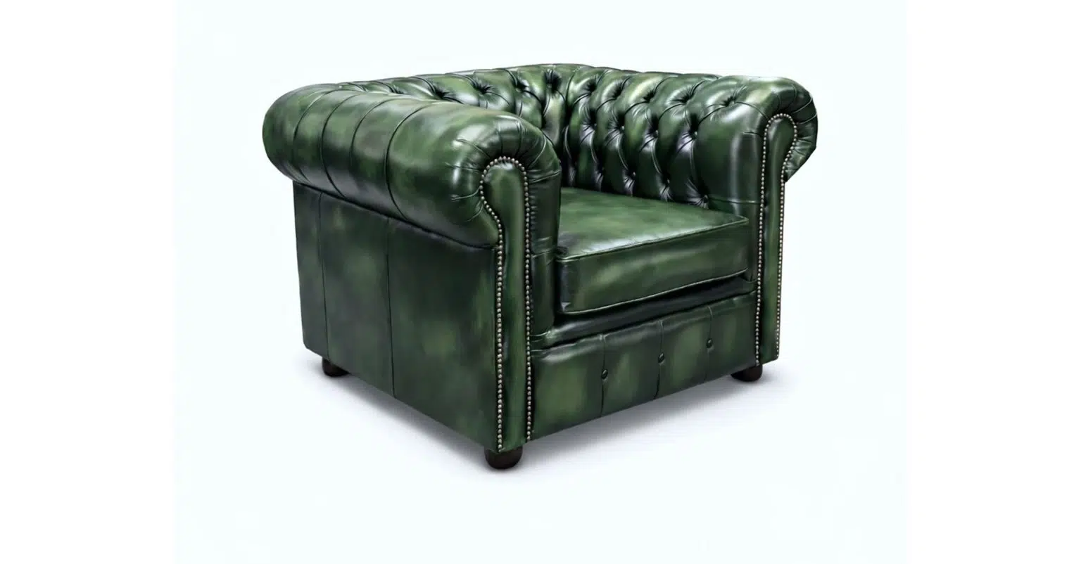 Chesterfield Tudor Low Back Chair in Antique Brown Colourway