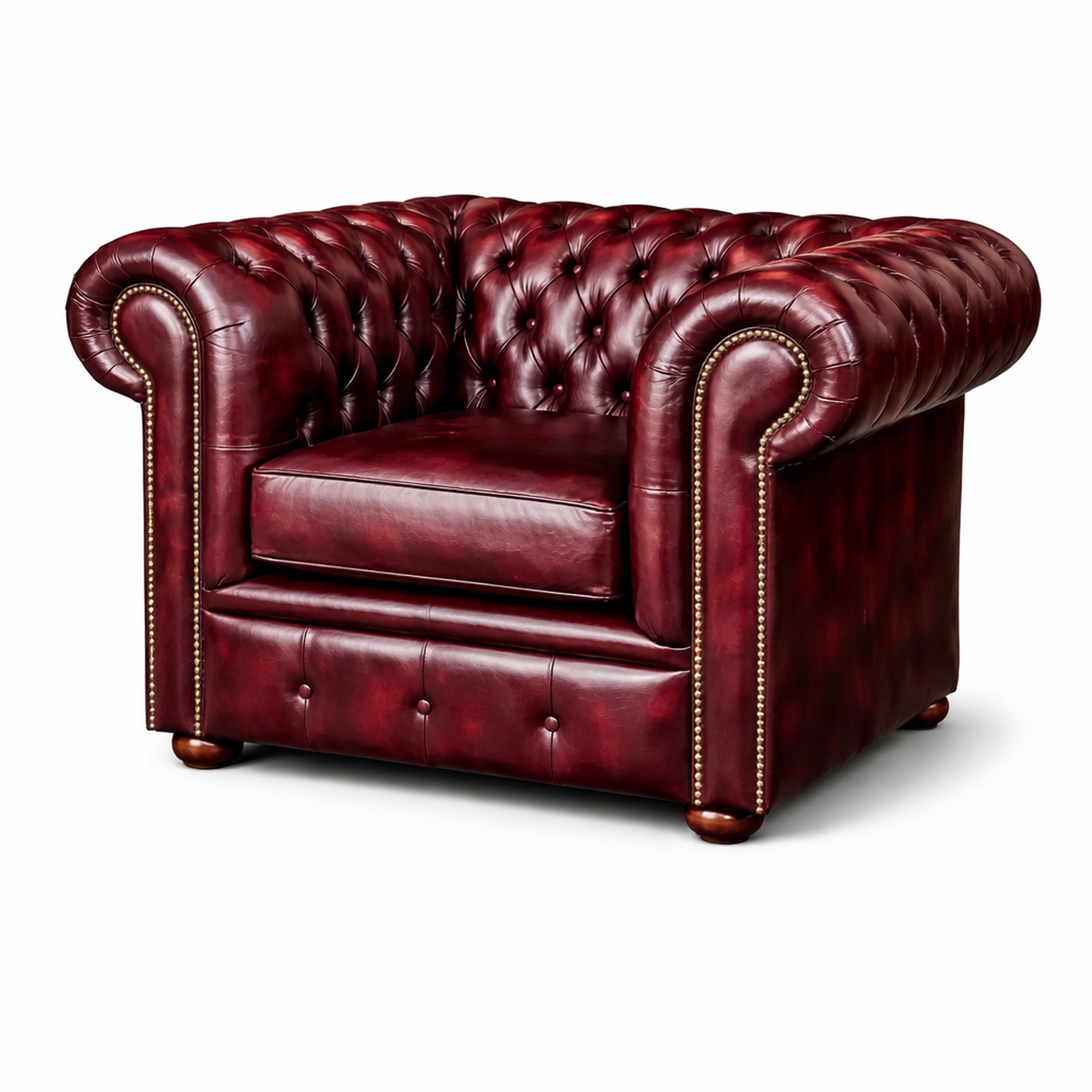 Chesterfield Tudor Low Back Chair in Antique Brown Colourway