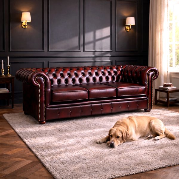 Handcrafted Chesterfield 3 Seater Sofa – Luxury Leather Design