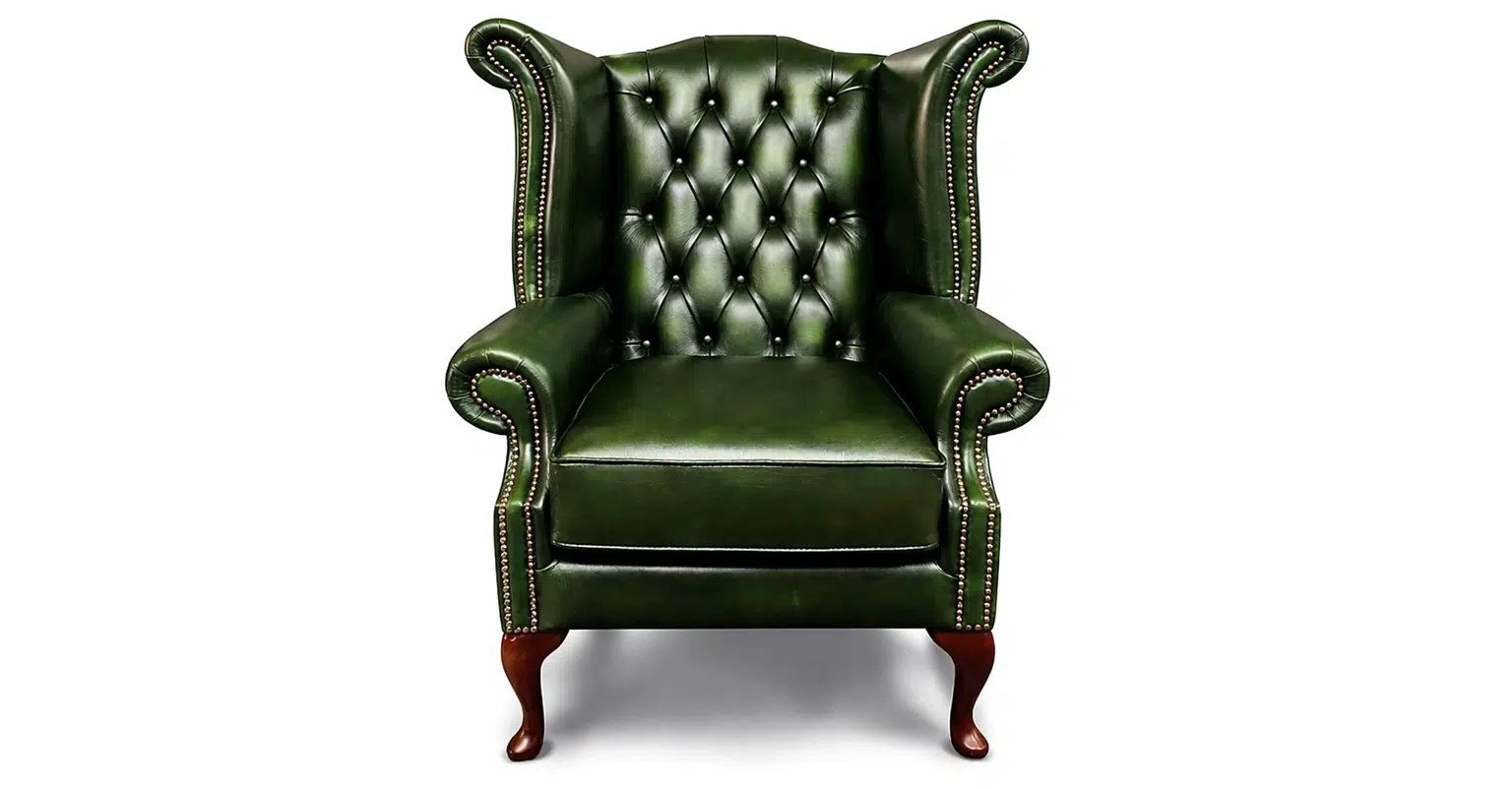 Chesterfield Tudor High Back Chair in Antique Brown Colourway