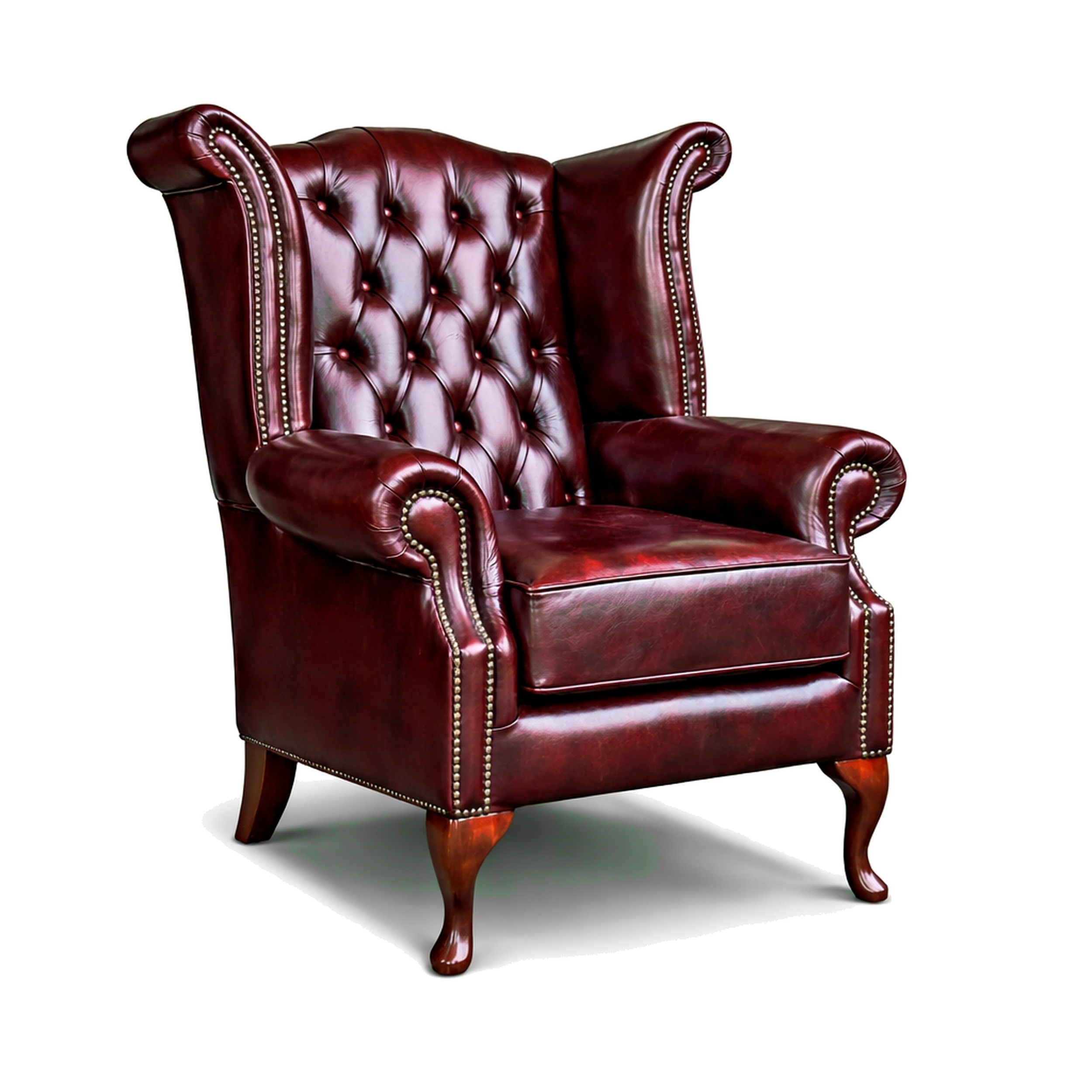 Chesterfield Tudor High Back Chair in Antique Brown Colourway