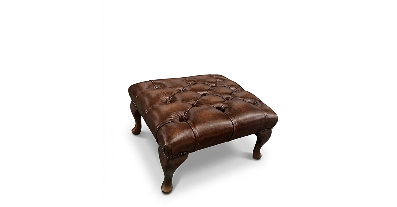 Chesterfield Tudor Low Back Chair in Antique Brown Colourway