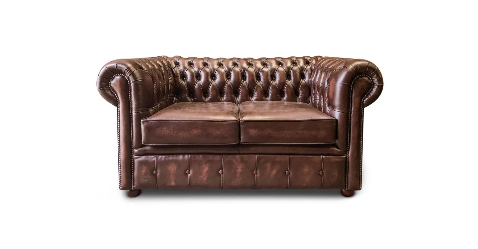 Chesterfield Tudor 2 Seater in Antique Brown Colourway