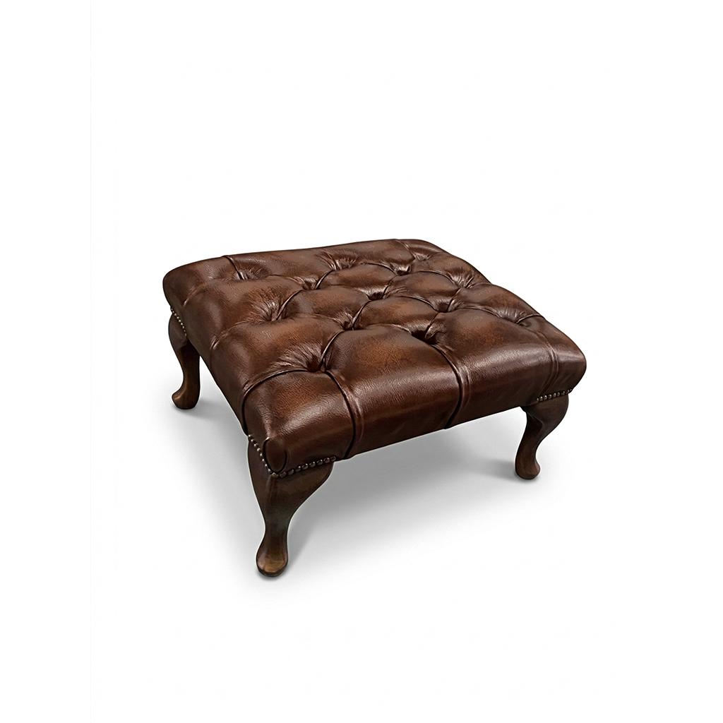 Chesterfield Tudor Low Back Chair in Antique Brown Colourway